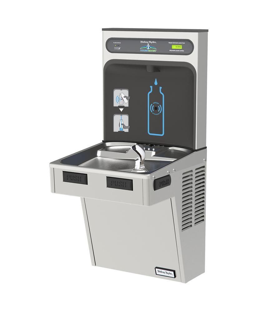 Halsey Taylor HydroBoost Bottle Filling Station & Single ADA Cooler, Filtered, 8.0 GPH, Stainless Steel HTHB-HAC8SS-WF