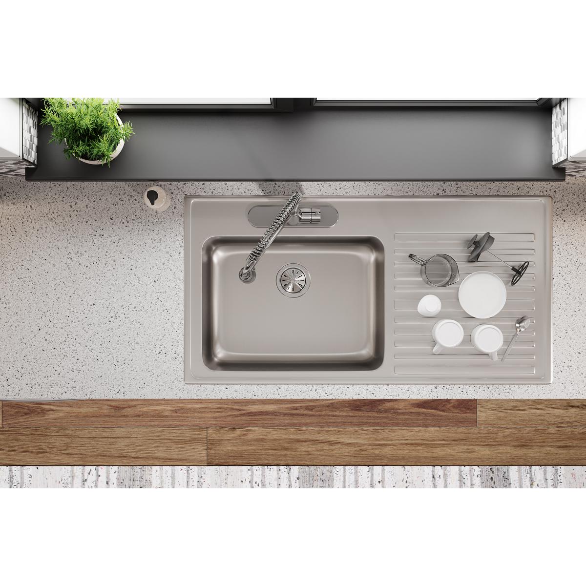 Elkay Lustertone Classic Stainless Steel 43" x 22" x 10", Single Bowl Drop-in Sink with Drainboard ILGR4322R3