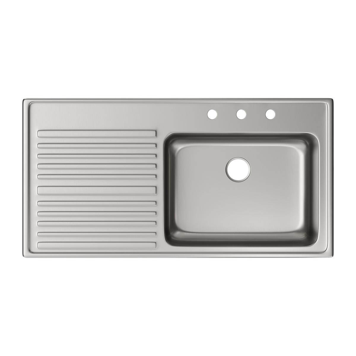 Elkay Lustertone Classic Stainless Steel 43" x 22" x 10", Single Bowl Drop-in Sink with Drainboard ILGR4322R3