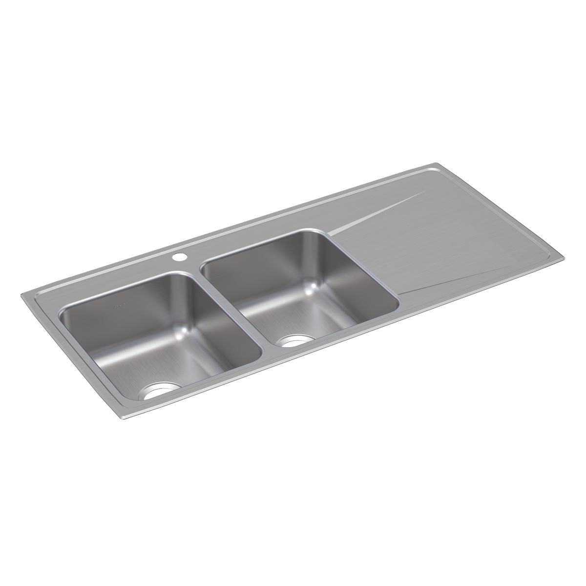 Elkay Lustertone Classic Stainless Steel 48" x 22" x 7-5/8", Equal Double Bowl Drop-in Sink with Drainboard ILR4822L1