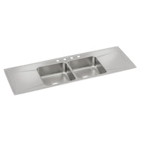 Elkay Lustertone Classic Stainless Steel 66" x 22" x 7-5/8", Equal Double Bowl Drop-in Sink with Drainboard ILR6622DD4