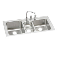 Elkay Lustertone Classic Stainless Steel 43" x 22" x 10", Triple Bowl Drop-in Sink + Faucet Kit LGR4322C