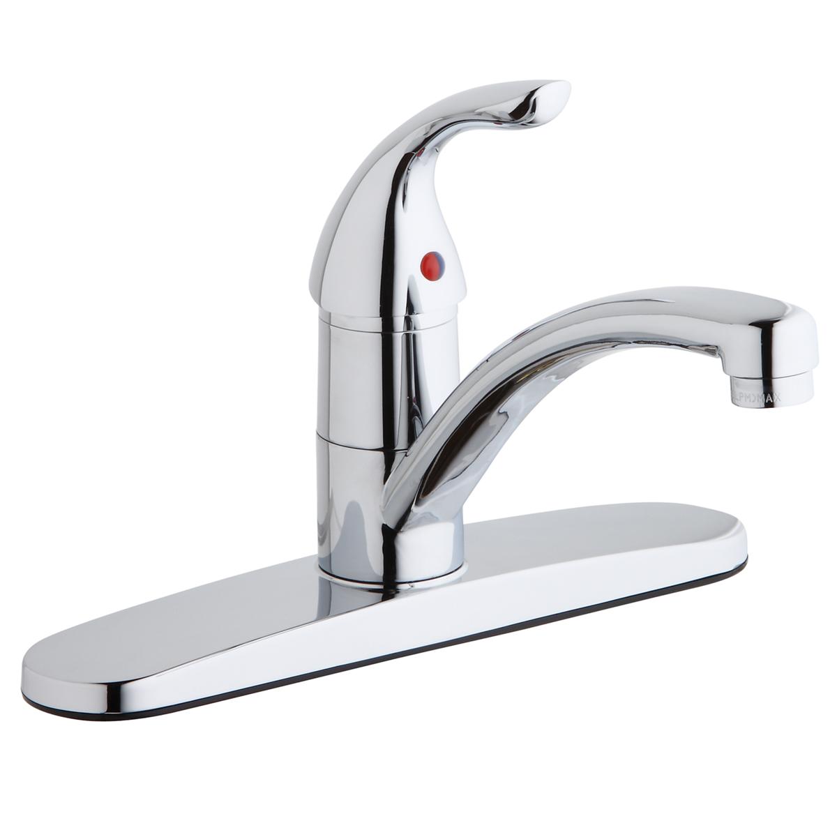 Elkay Everyday Three Hole Deck Mount Kitchen Faucet with Lever Handle and Deck Plate/Escutcheon Chrome LK1000CR