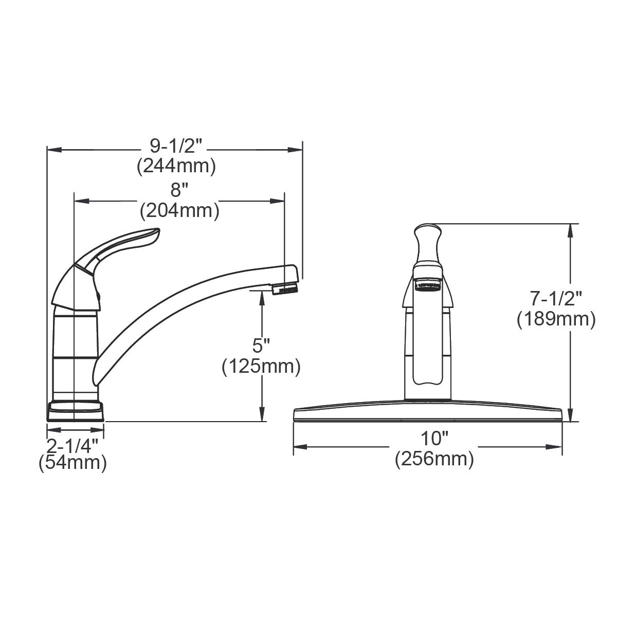 Elkay Everyday Three Hole Deck Mount Kitchen Faucet with Lever Handle and Deck Plate/Escutcheon Chrome LK1000CR