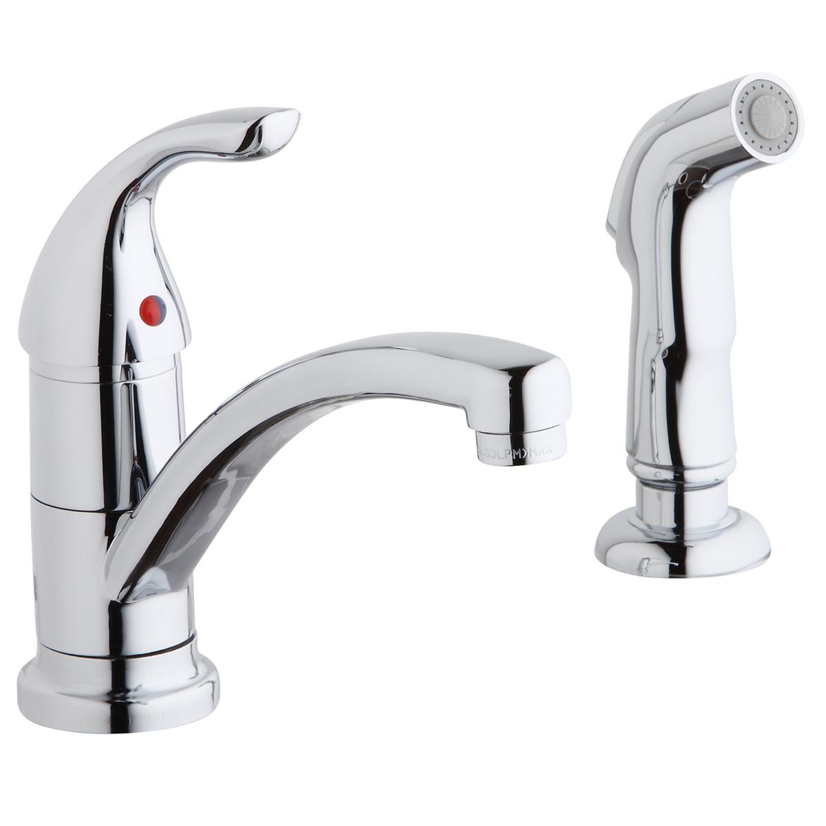 Elkay Everyday Two Hole Deck Mount Kitchen Faucet with Lever Handle and Side Spray Chrome LK1501CR