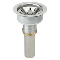 Elkay 3-1/2" Drain Fitting Type 316 Stainless Steel Body, Strainer Basket with rubber seal and Tailpiece LK335