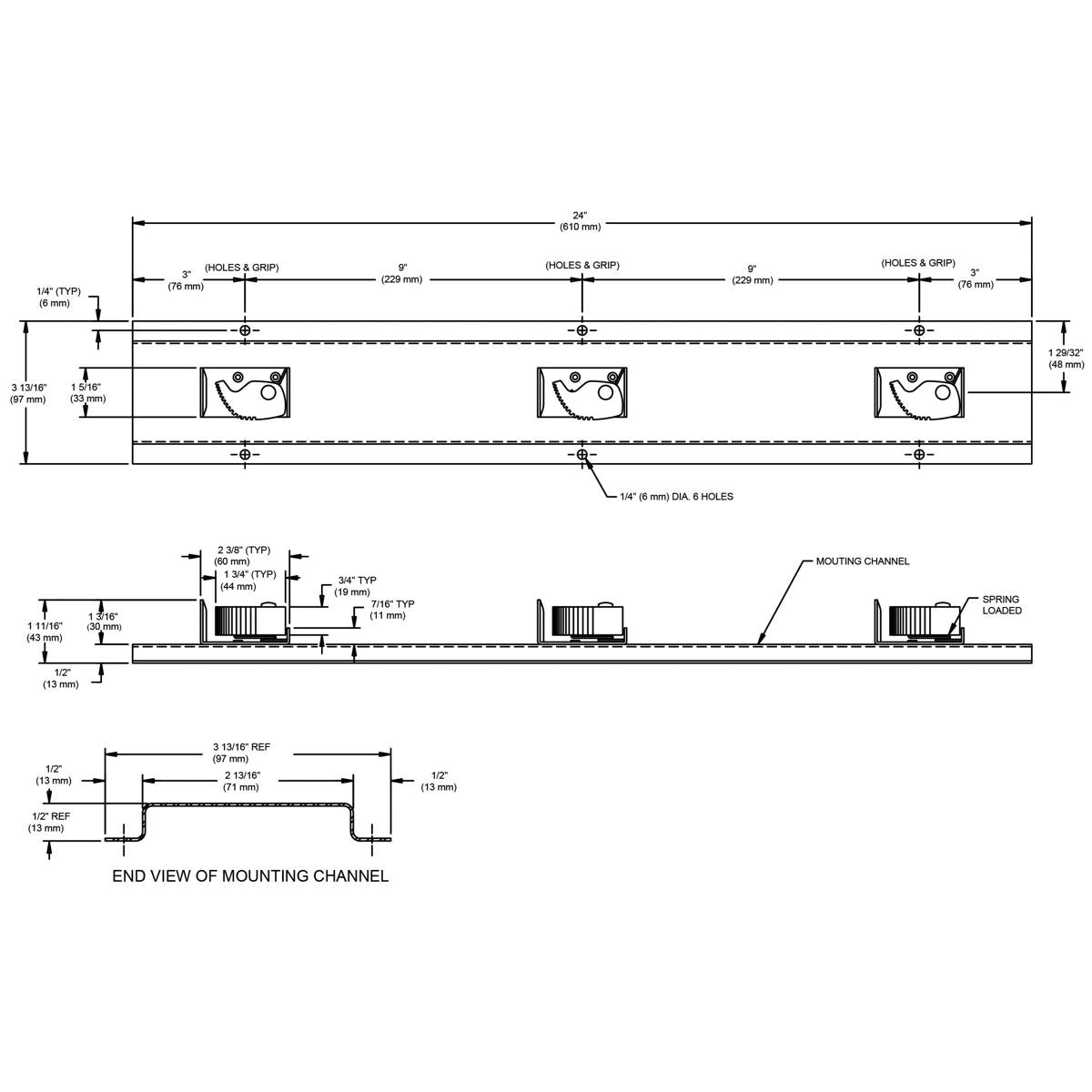 Elkay Mop Holder, 3 Station Wall Mount LK403