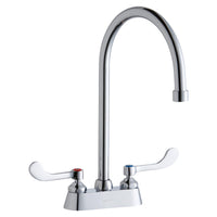 Elkay 4" Centerset with Exposed Deck Faucet with 8" Gooseneck Spout 4" Wristblade Handles Chrome LK406GN08T4