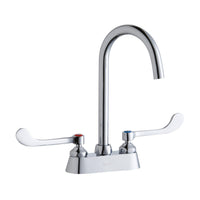 Elkay 4" Centerset with Exposed Deck Laminar Flow Faucet with 5" Gooseneck Spout 6" Wristblade Handles Chrome LK406LGN05T6