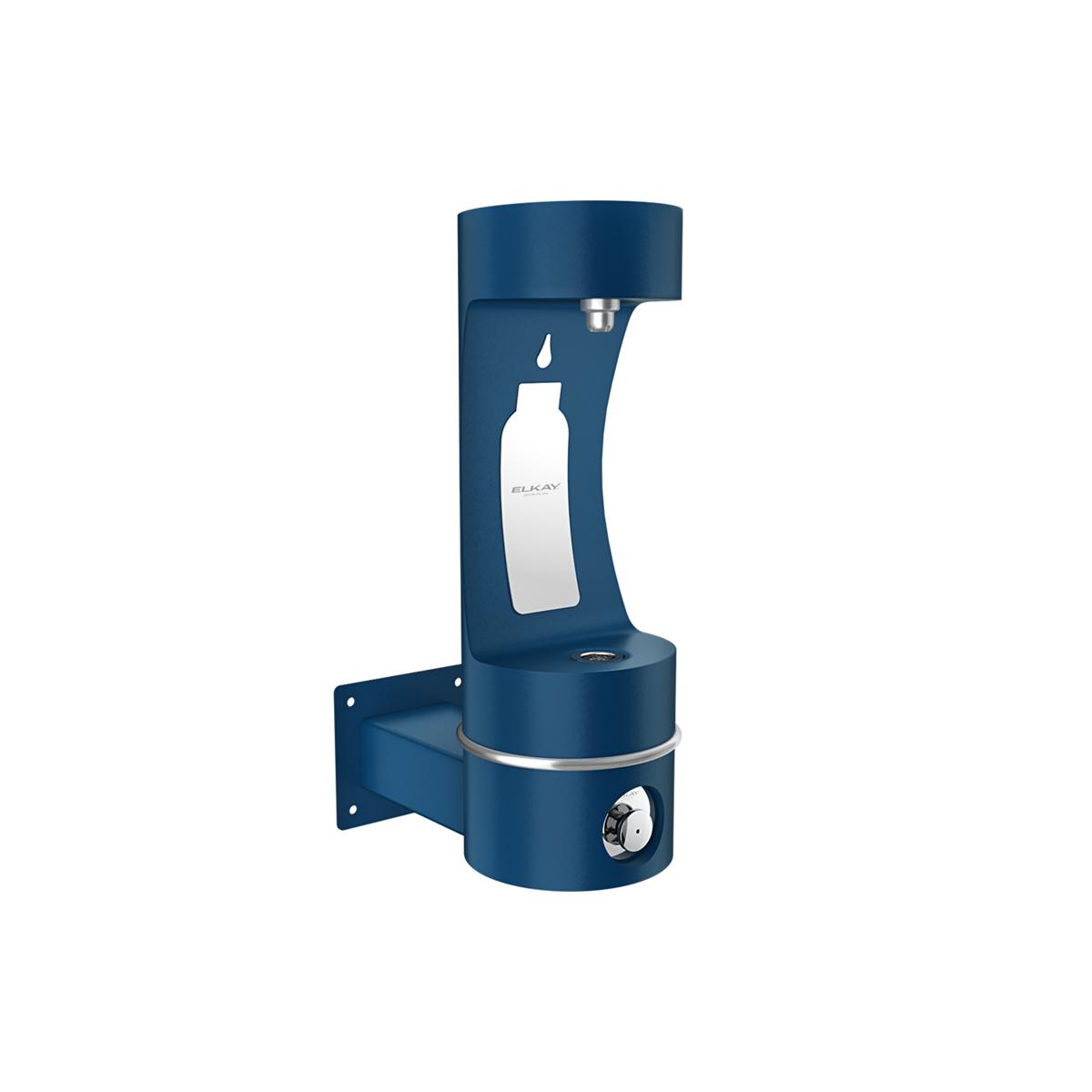 Elkay Outdoor ezH2O Single Arm Bottle Filling Station Wall Mount, Non-Filtered Non-Refrigerated Blue LK4405BFBLU