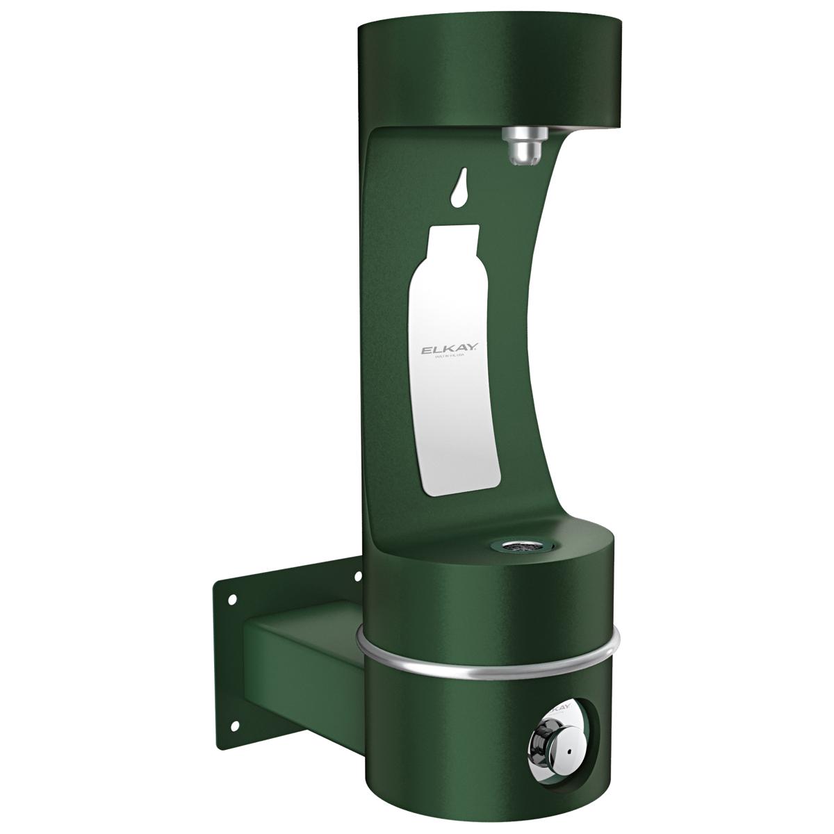 Elkay Outdoor ezH2O Single Arm Bottle Filling Station Wall Mount, Non-Filtered Non-Refrigerated Freeze Resistant Evergreen LK4405BFFRKEVG