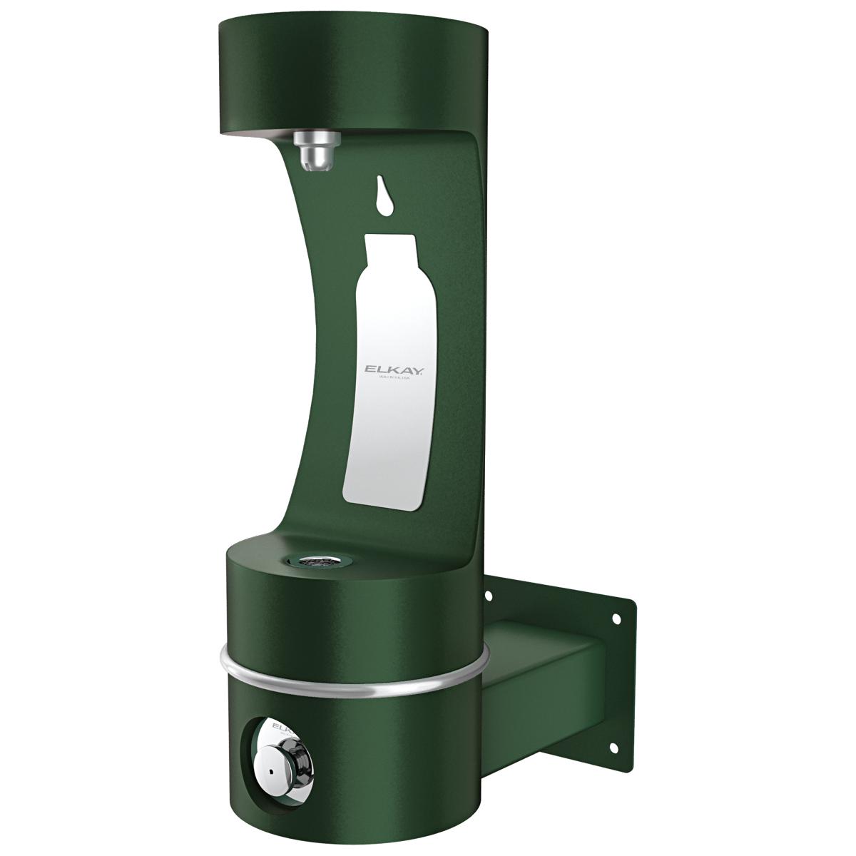 Elkay Outdoor ezH2O Single Arm Bottle Filling Station Wall Mount, Non-Filtered Non-Refrigerated Freeze Resistant Evergreen LK4405BFFRKEVG