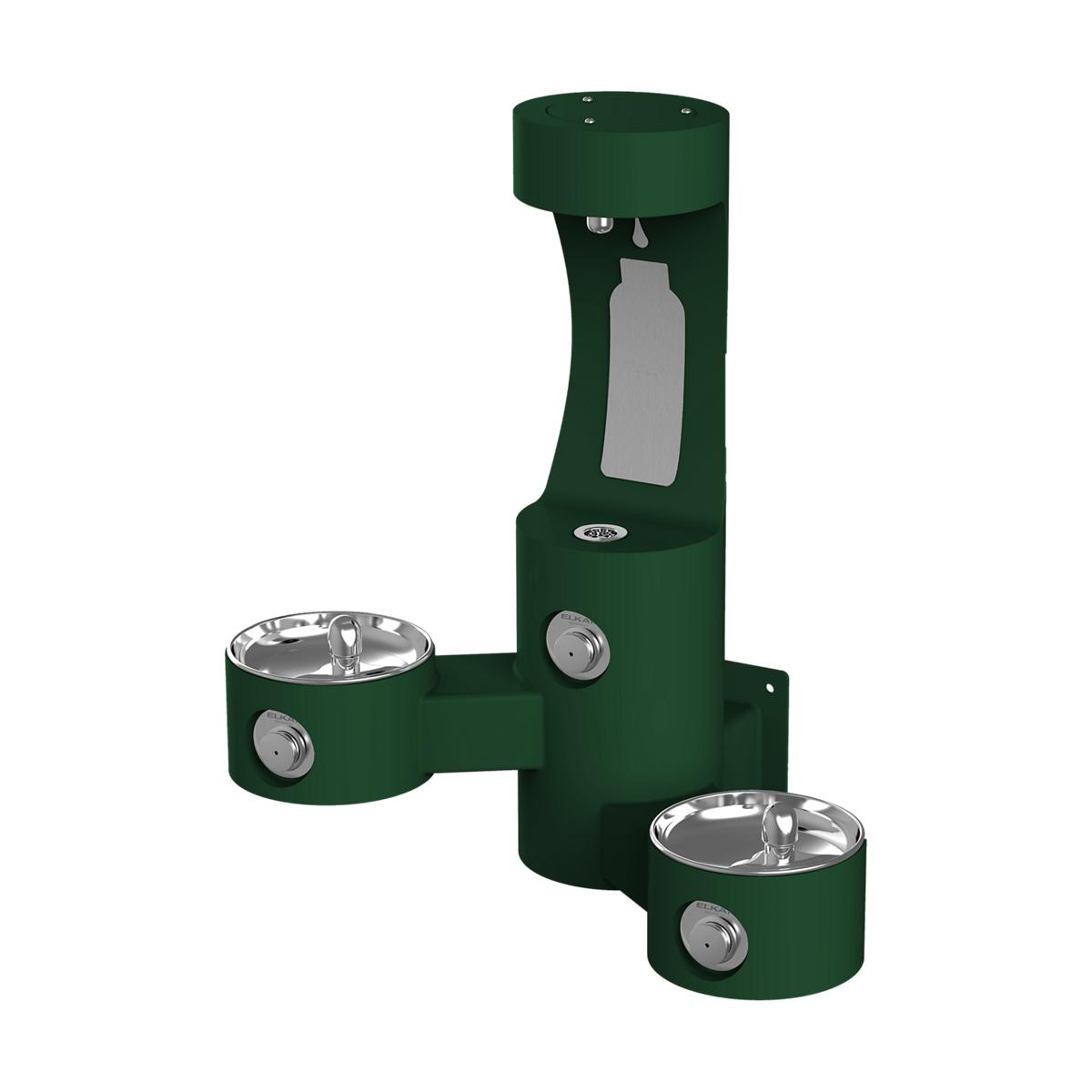 Elkay Outdoor ezH2O Bottle Filling Station Wall Mount, with Bi-Level Fountain, Non-Filtered Non-Refrigerated, Evergreen LK4409BFEVG
