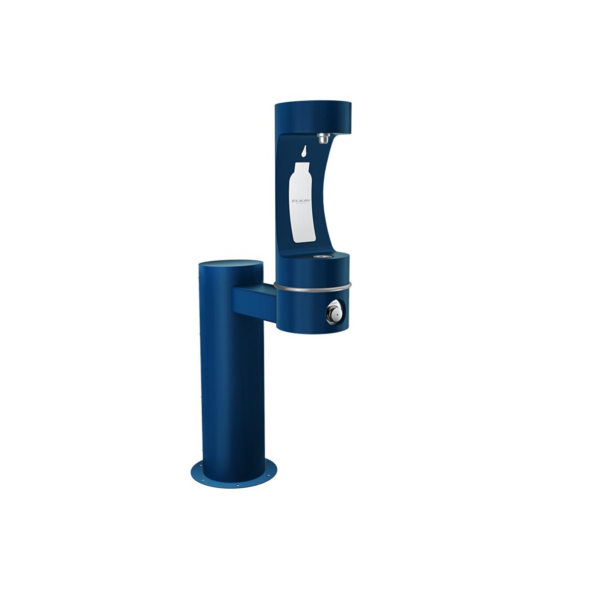 Elkay Outdoor ezH2O Bottle Filling Station Single Pedestal, Non-Filtered Non-Refrigerated Freeze Resistant Blue LK4410BFFRKBLU