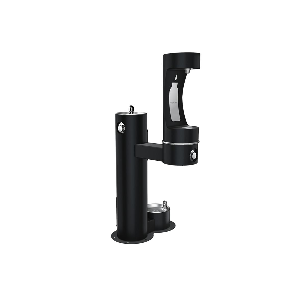 Elkay Outdoor ezH2O Lower Bottle Filling Station Bi-Level, Pedestal with Pet Station Non-Filtered Non-Refrigerated Black LK4420BF1LDBBLK