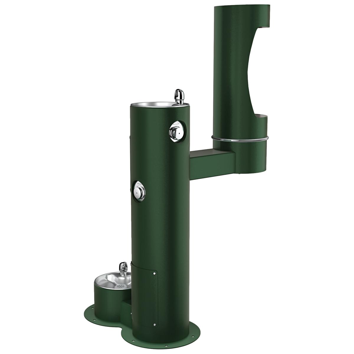 Elkay Outdoor ezH2O Lower Bottle Filling Station Bi-Level, Pedestal with Pet Station Non-Filtered Non-Refrigerated Evergreen LK4420BF1LDBEVG