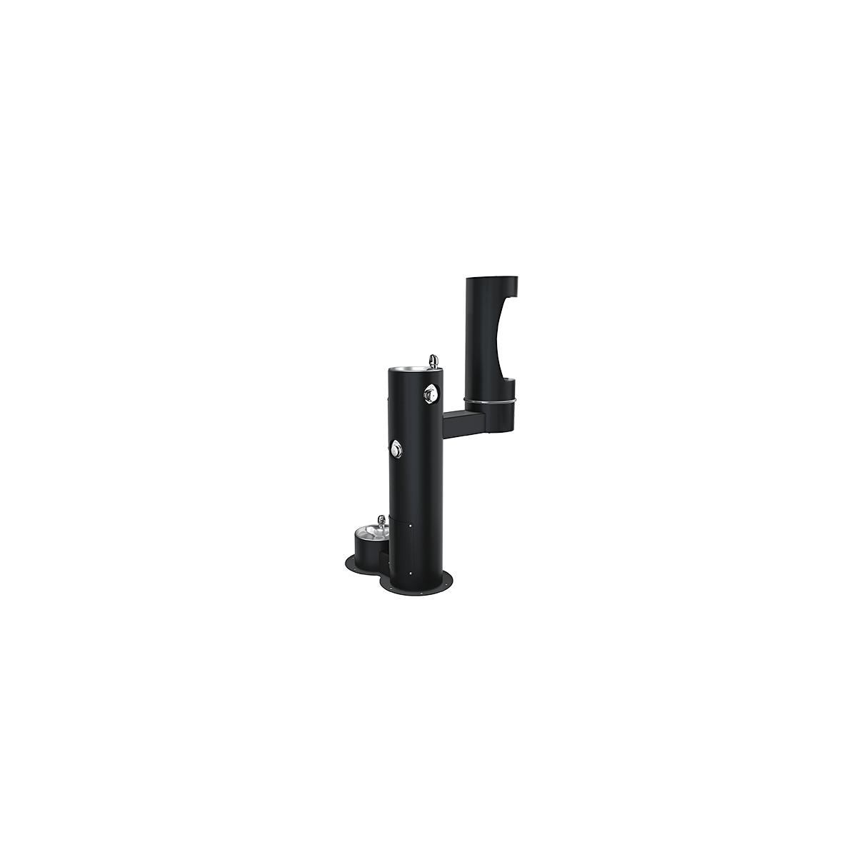 Elkay Outdoor ezH2O Lower Bottle Filling Station, Bi-Level Pedestal with Pet Station NonFilter, NonRefrige FreezeResist Black LK4420BF1LDBFRKBLK