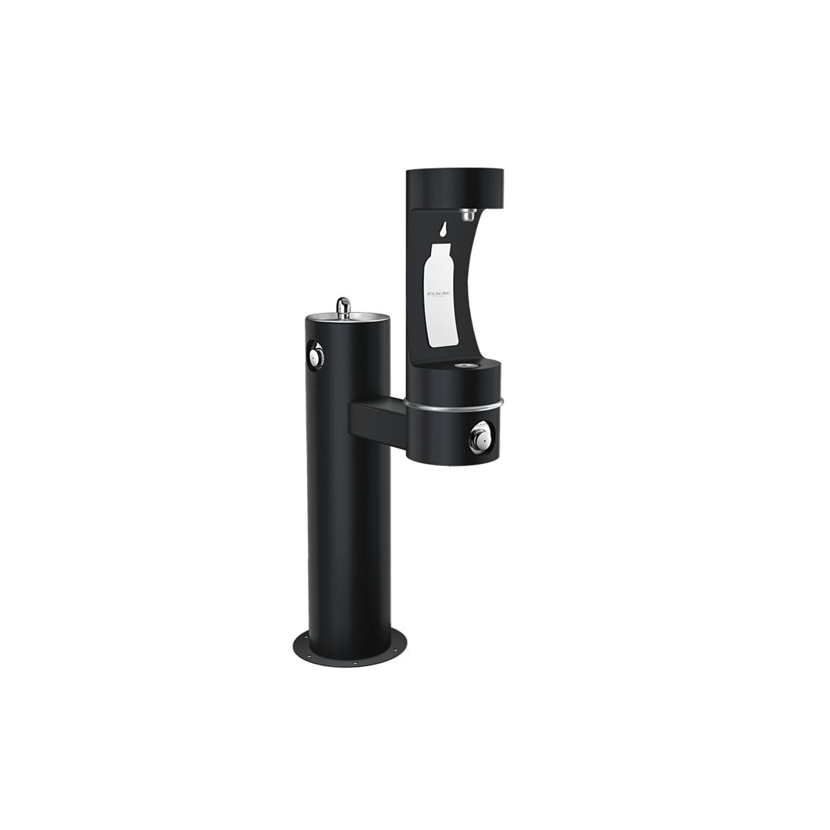 Elkay Outdoor ezH2O Lower Bottle Filling Station Bi-Level Pedestal, Non-Filtered Non-Refrigerated Freeze Resistant Black LK4420BF1LFRKBLK