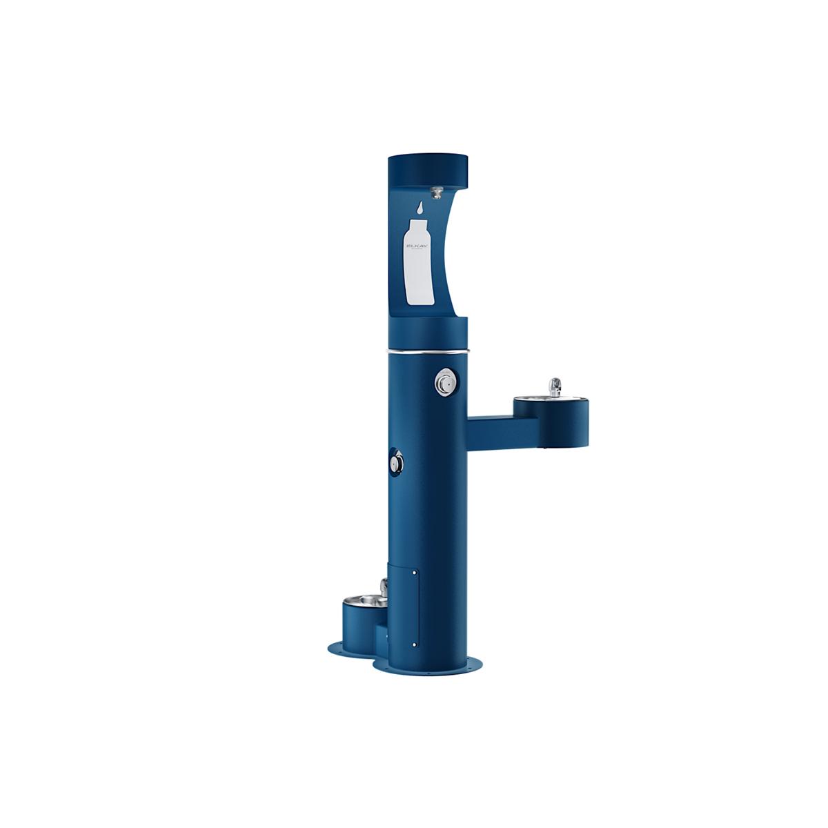 Elkay Outdoor ezH2O Upper Bottle Filling Station Bi-Level Pedestal, with Pet Station Non-Filtered NonRefrige Freeze Resistant Blue LK4420BF1UDBFRKBLU