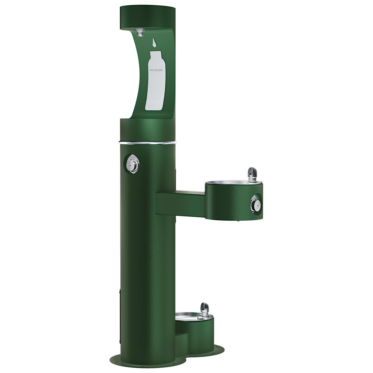 Elkay Outdoor ezH2O Upper Bottle Filling Station, Bi-Level Pedestal with Pet Station NonFilter, NonRefrige FreezeResist Evergreen LK4420BF1UDBFRKEVG