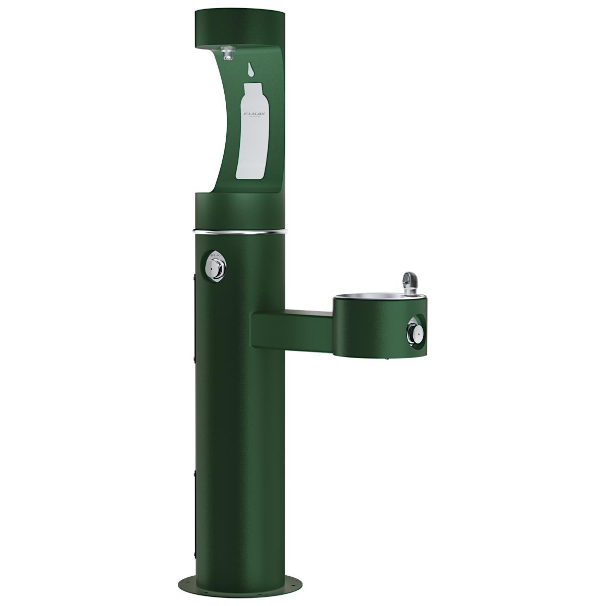Elkay Outdoor ezH2O Upper Bottle Filling Station Bi-Level Pedestal, Non-Filtered Non-Refrigerated Freeze Resistant Evergreen LK4420BF1UFRKEVG