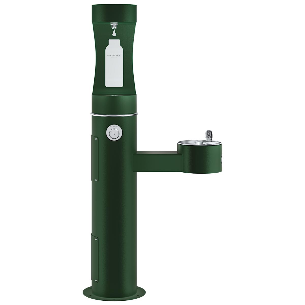Elkay Outdoor ezH2O Upper Bottle Filling Station Bi-Level Pedestal, Non-Filtered Non-Refrigerated Freeze Resistant Evergreen LK4420BF1UFRKEVG