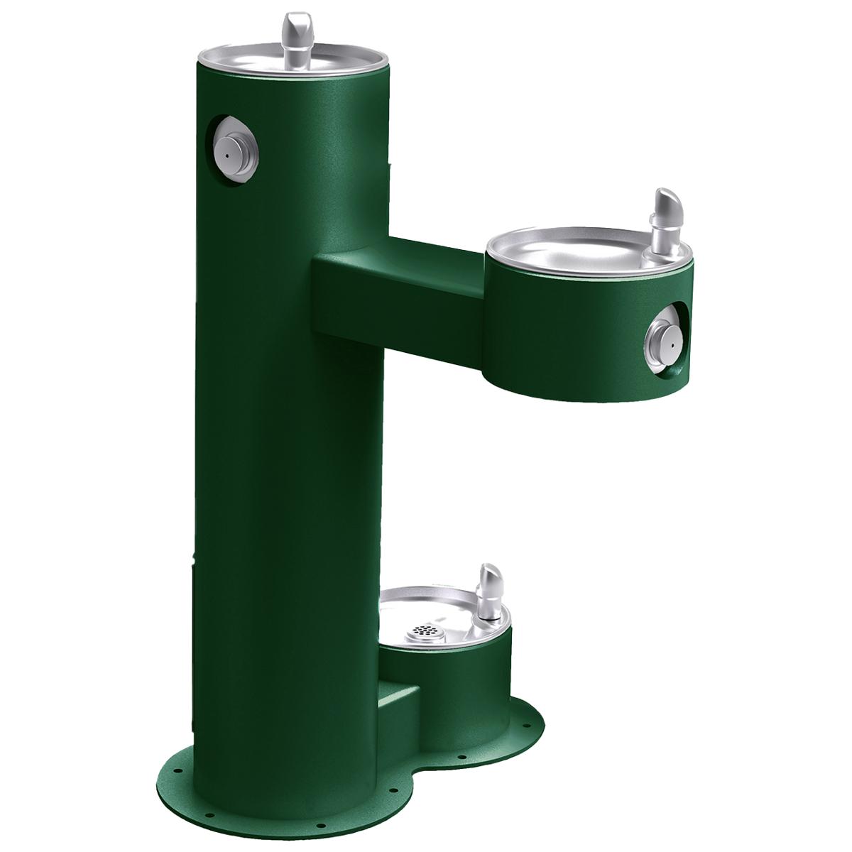 Elkay Outdoor Fountain Bi-Level Pedestal with Pet Station, Non-Filtered Non-Refrigerated Evergreen LK4420DBEVG