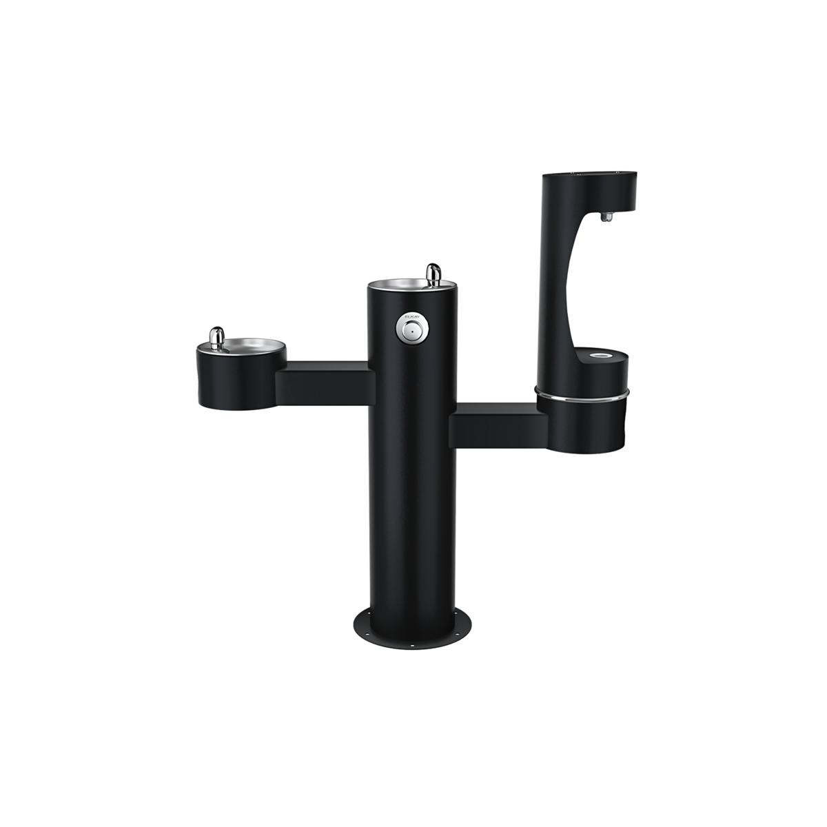 Elkay Outdoor ezH2O Lower Bottle Filling Station Tri-Level Pedestal, Non-Filtered Non-Refrigerated Black LK4430BF1LBLK