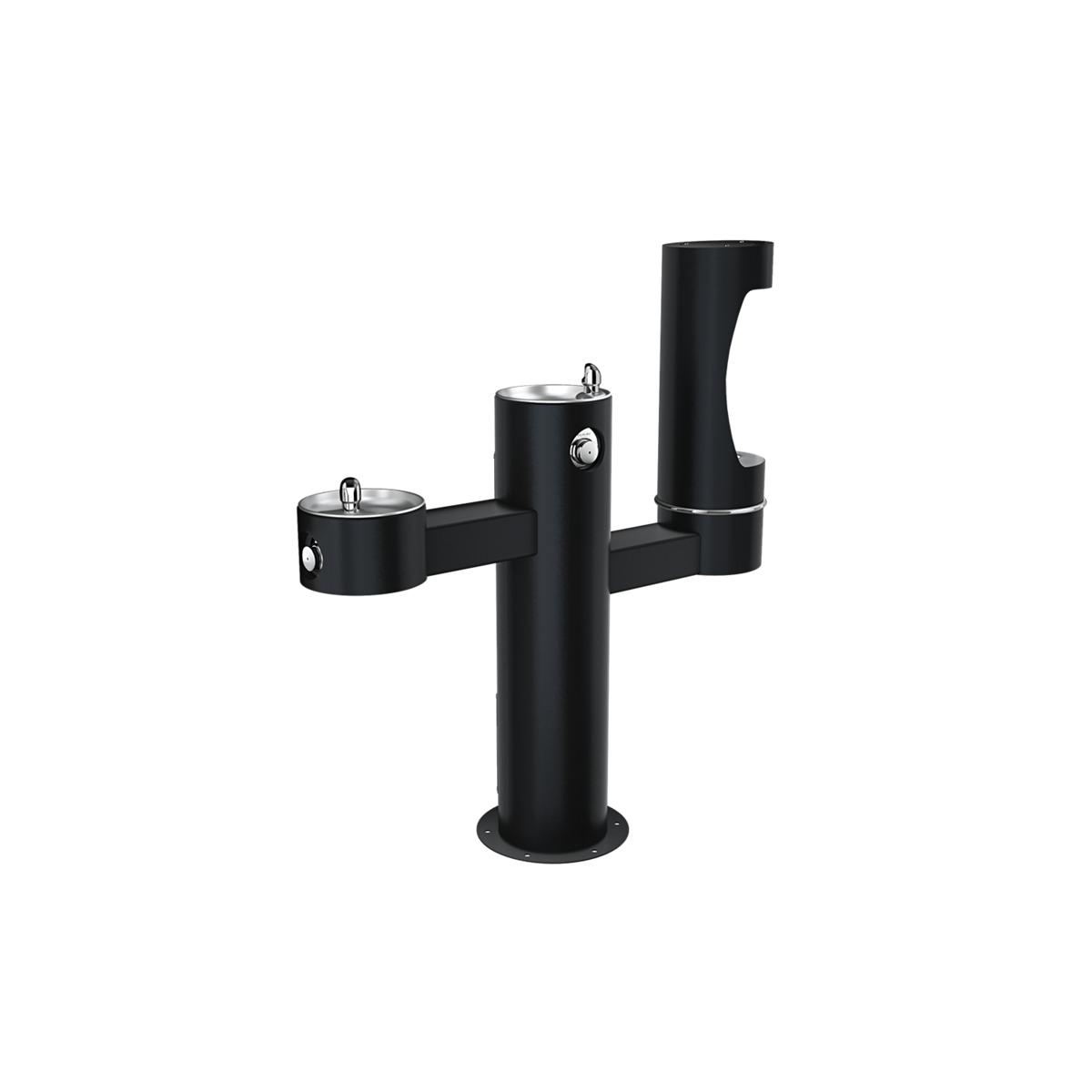 Elkay Outdoor ezH2O Lower Bottle Filling Station Tri-Level Pedestal, Non-Filtered Non-Refrigerated Black LK4430BF1LBLK