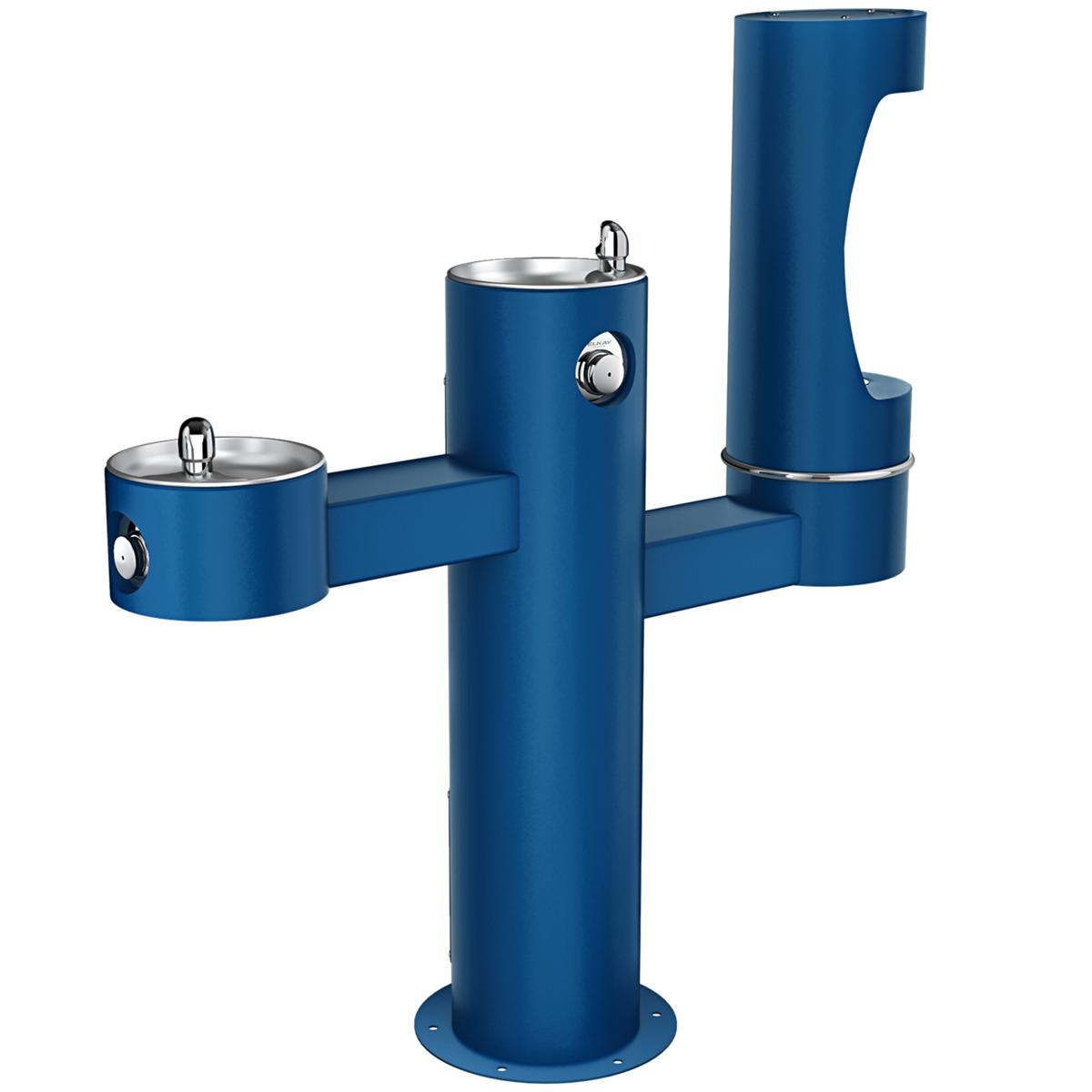Elkay Outdoor ezH2O Lower Bottle Filling Station Tri-Level Pedestal, Non-Filtered Non-Refrigerated Blue LK4430BF1LBLU