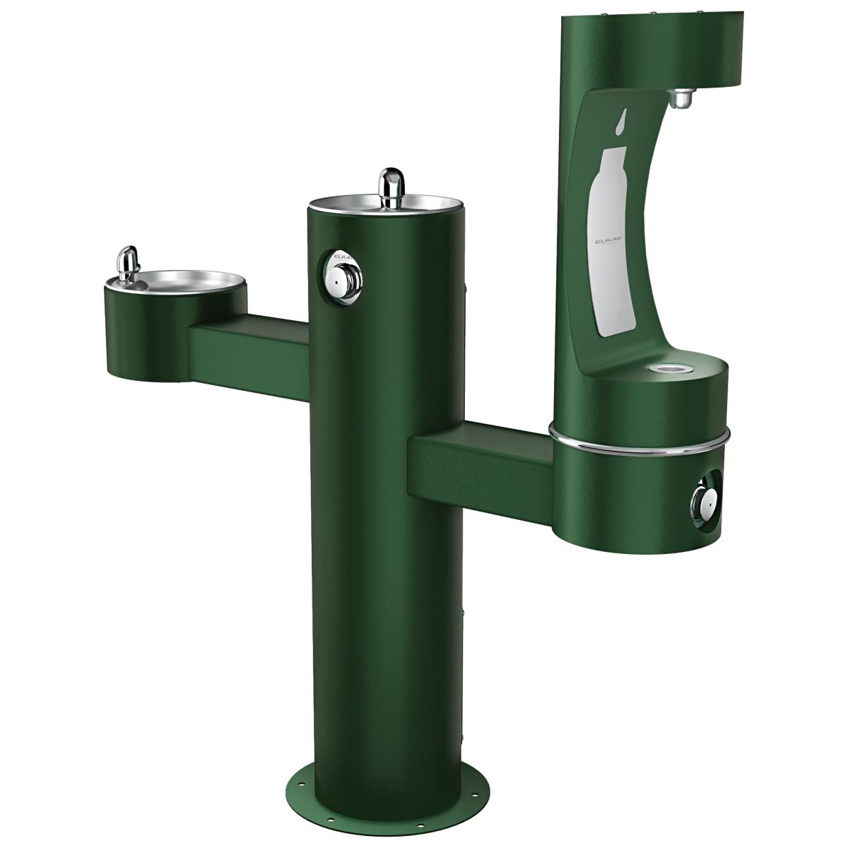 Elkay Outdoor ezH2O Lower Bottle Filling Station Tri-Level Pedestal, Non-Filtered Non-Refrigerated FR Evergreen LK4430BF1LFRKEVG