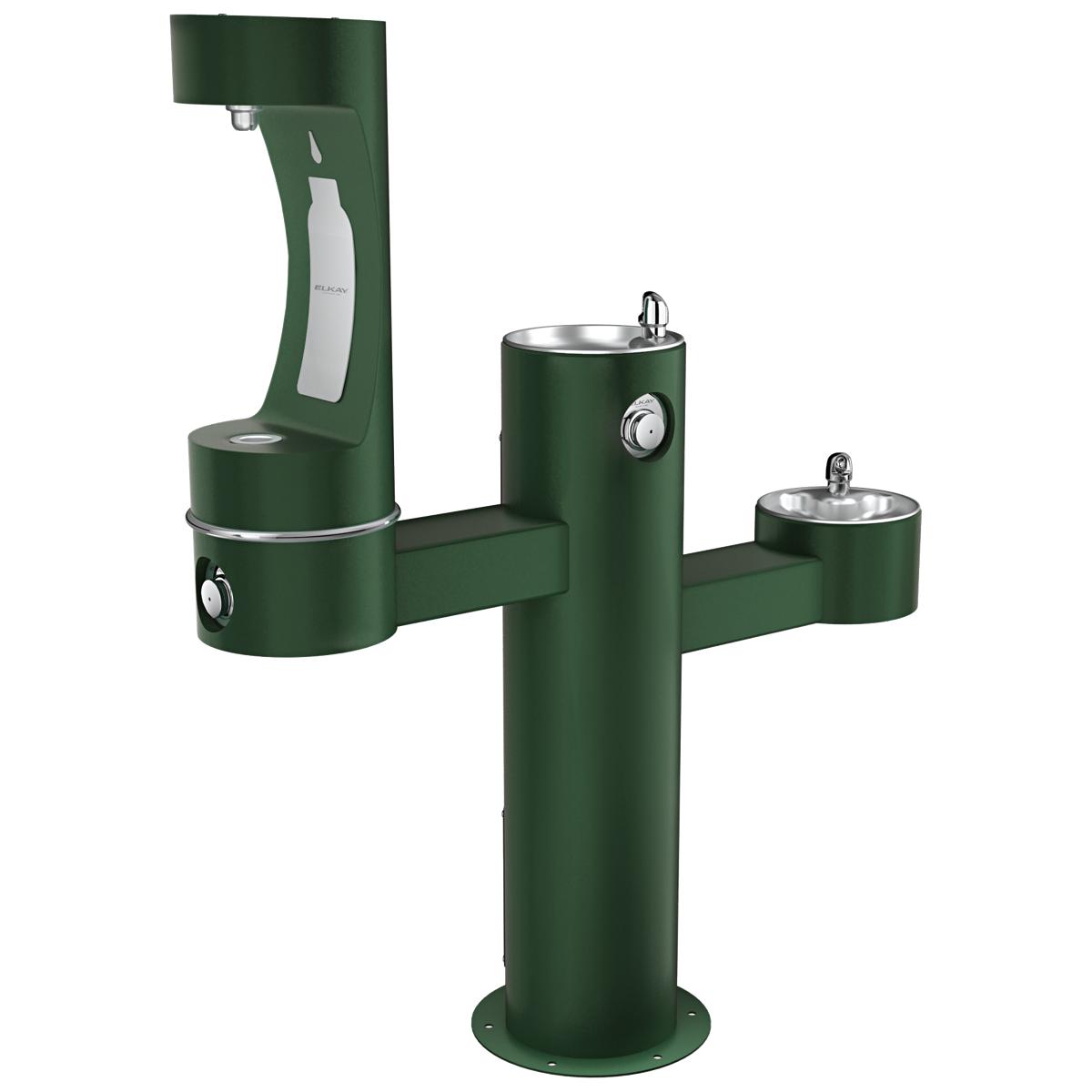 Elkay Outdoor ezH2O Middle Bottle Filling Station Tri-Level Pedestal, Non-Filtered Non-Refrigerated Evergreen LK4430BF1MEVG
