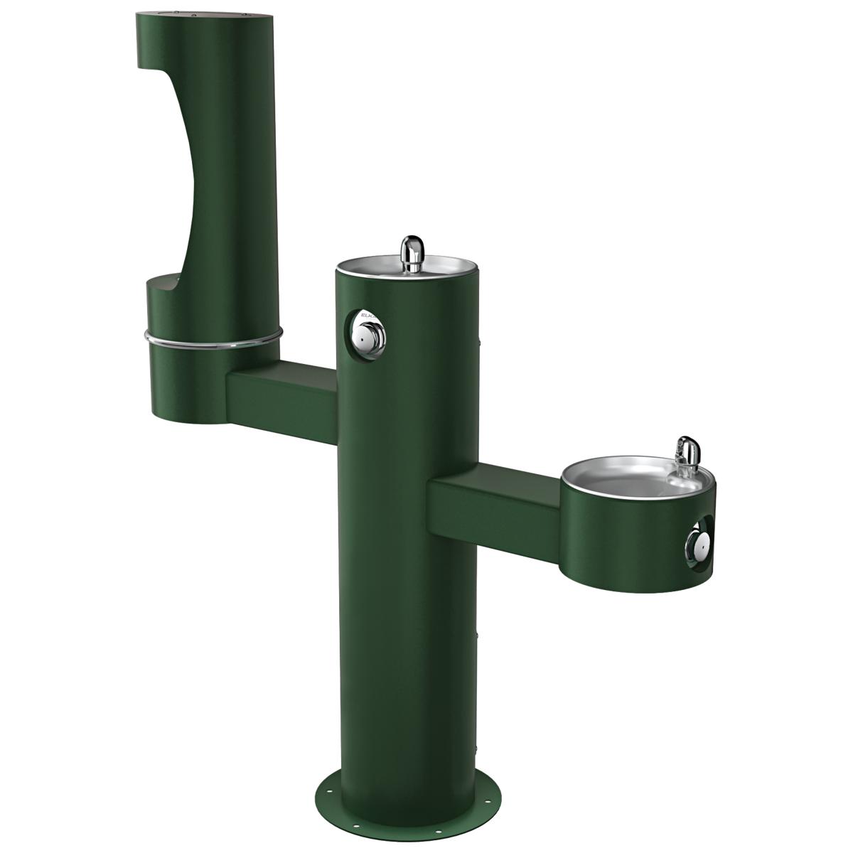 Elkay Outdoor ezH2O Middle Bottle Filling Station Tri-Level Pedestal, Non-Filtered Non-Refrigerated Evergreen LK4430BF1MEVG