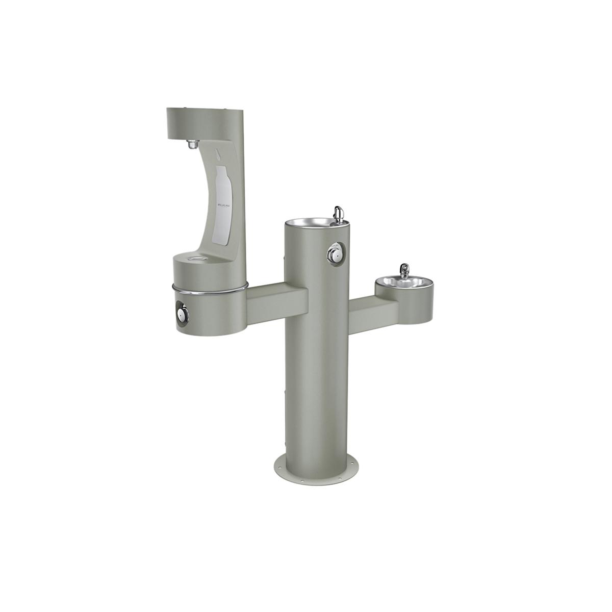 Elkay Outdoor ezH2O Middle Bottle Filling Station Tri-Level Pedestal, Non-Filtered Non-Refrigerated Gray LK4430BF1MGRY