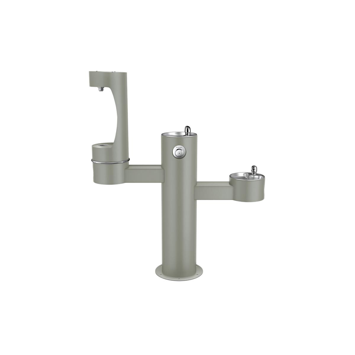 Elkay Outdoor ezH2O Middle Bottle Filling Station Tri-Level Pedestal, Non-Filtered Non-Refrigerated Gray LK4430BF1MGRY