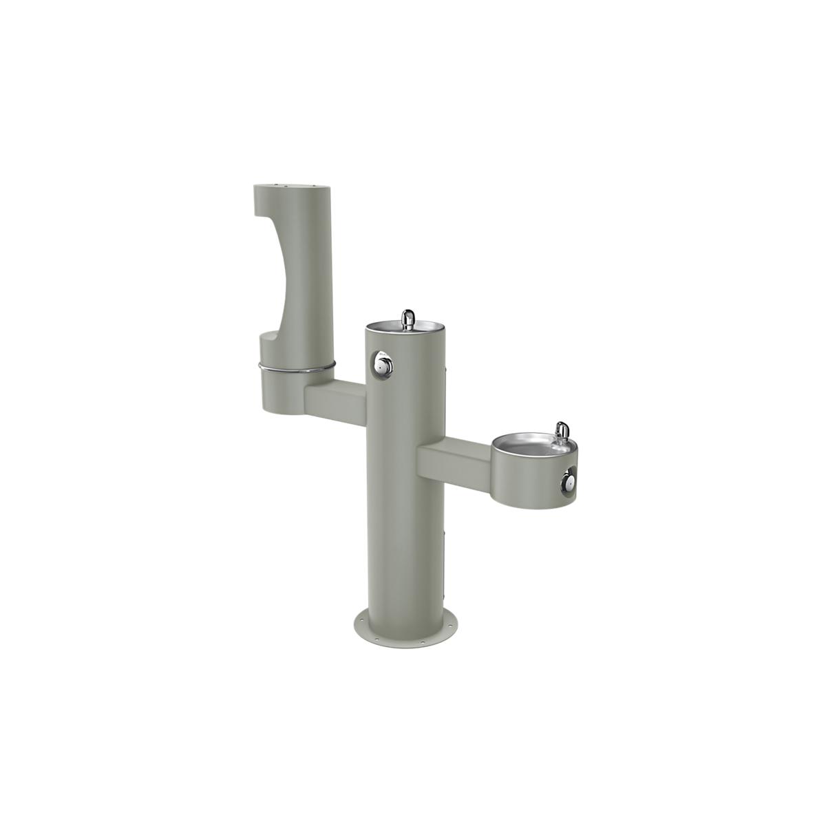Elkay Outdoor ezH2O Middle Bottle Filling Station Tri-Level Pedestal, Non-Filtered Non-Refrigerated Gray LK4430BF1MGRY