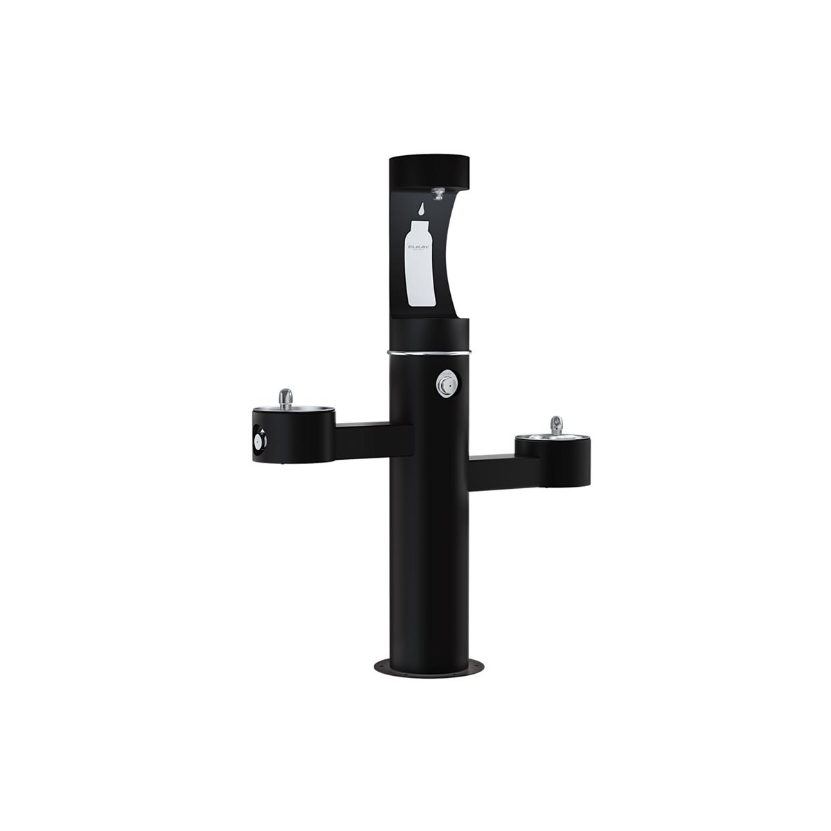 Elkay Outdoor ezH2O Upper Bottle Filling Station Tri-Level Pedestal, Non-Filtered Non-Refrigerated Black LK4430BF1UBLK