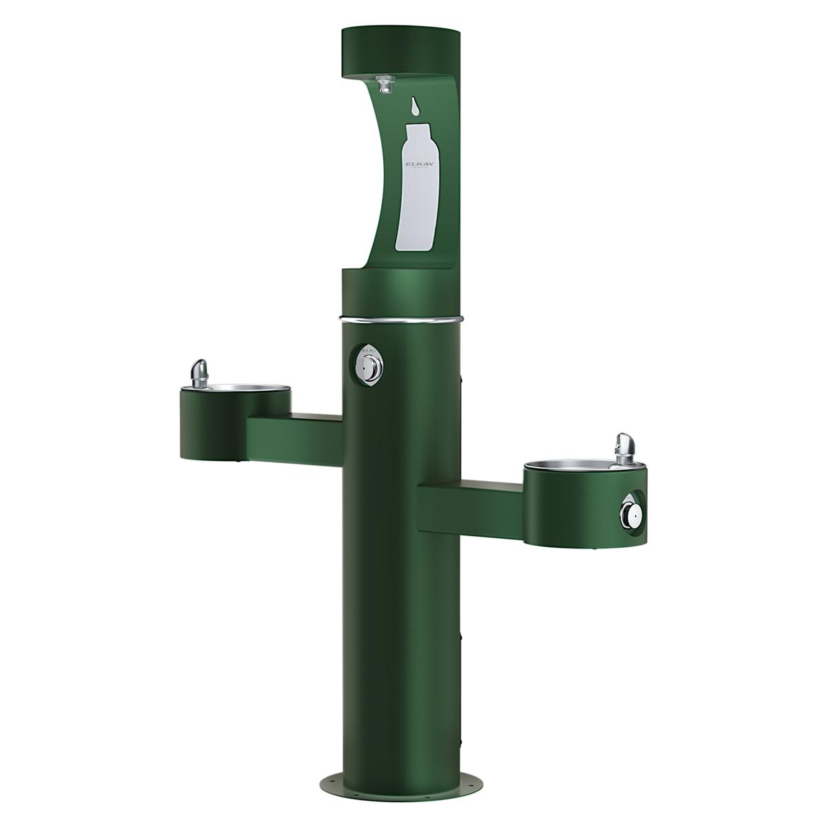 Elkay Outdoor ezH2O Upper Bottle Filling Station Tri-Level Pedestal, Non-Filtered Non-Refrigerated Evergreen LK4430BF1UEVG