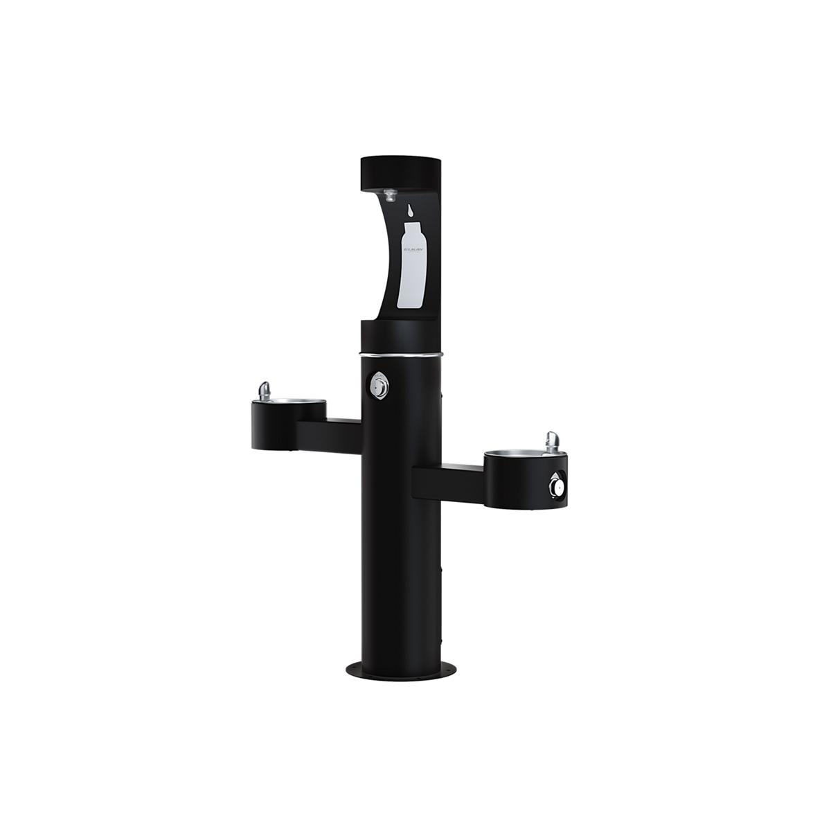 Elkay Outdoor ezH2O Upper Bottle Filling Station Tri-Level Pedestal, Non-Filtered Non-Refrigerated FR Black LK4430BF1UFRKBLK
