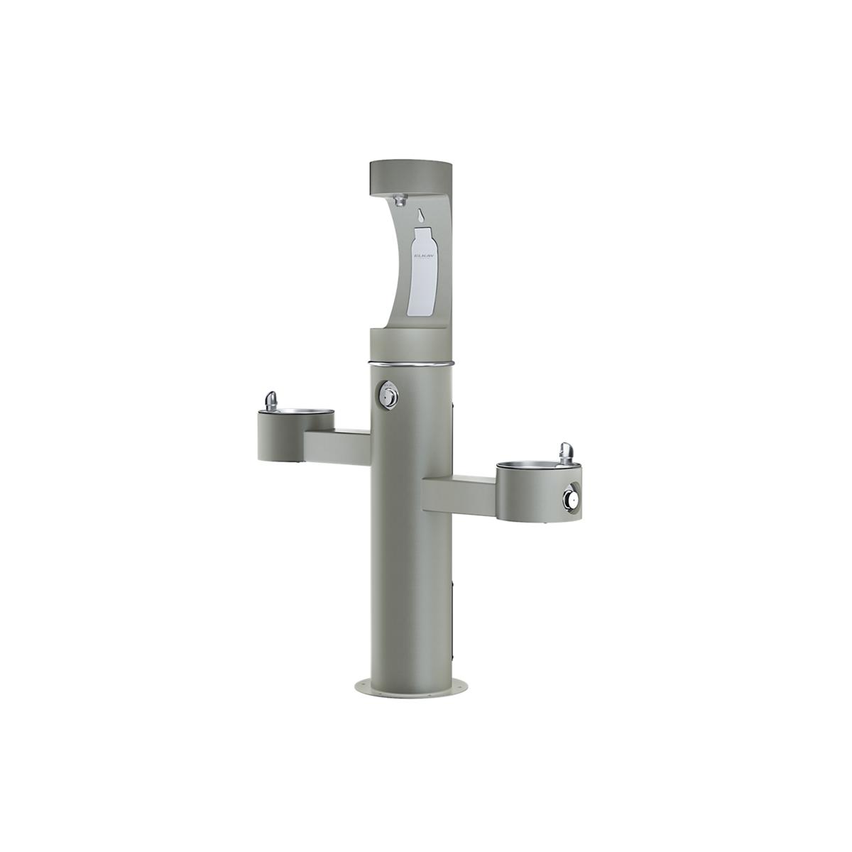 Elkay Outdoor ezH2O Upper Bottle Filling Station Tri-Level Pedestal, Non-Filtered Non-Refrigerated FR Gray LK4430BF1UFRKGRY