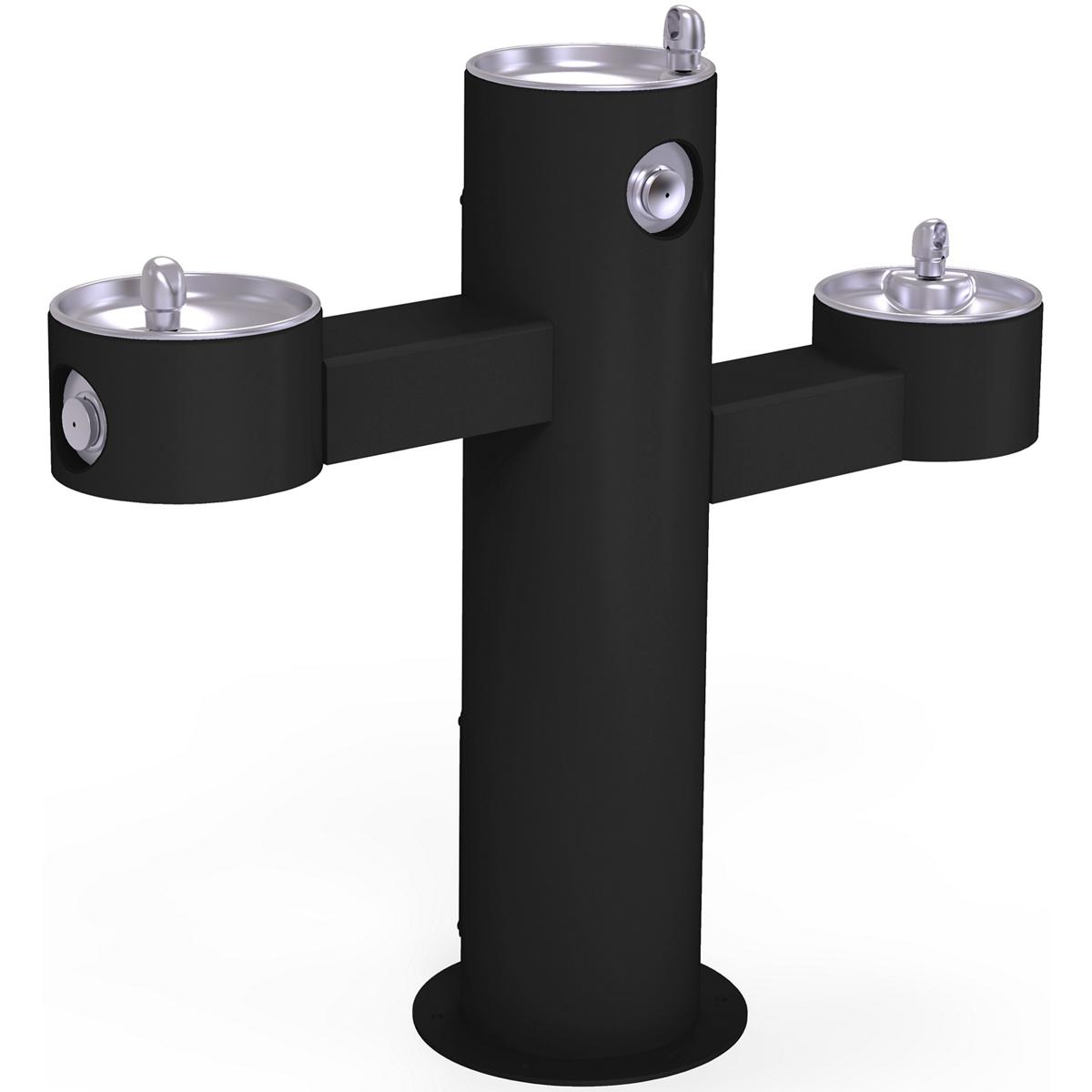 Elkay Outdoor Fountain Tri-Level Pedestal Non-Filtered, Non-Refrigerated Black LK4430FRKBLK