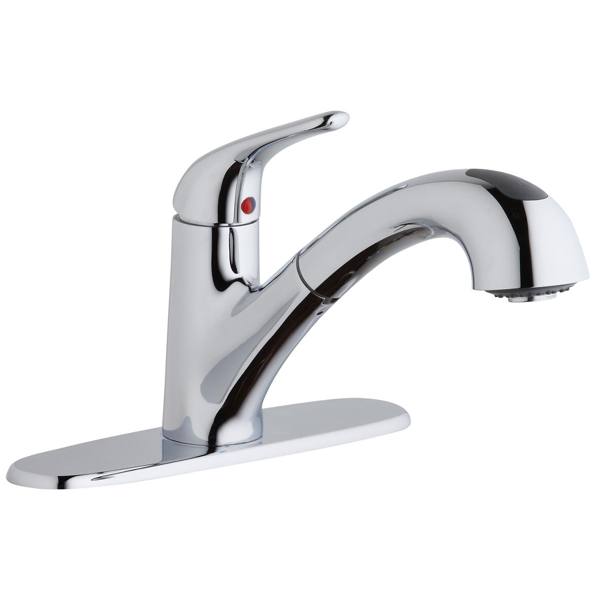 Elkay Everyday Single Hole Deck Mount Kitchen Faucet with Pull-out Spray Lever Handle + Optional Escutcheon Chrome LK5000CR