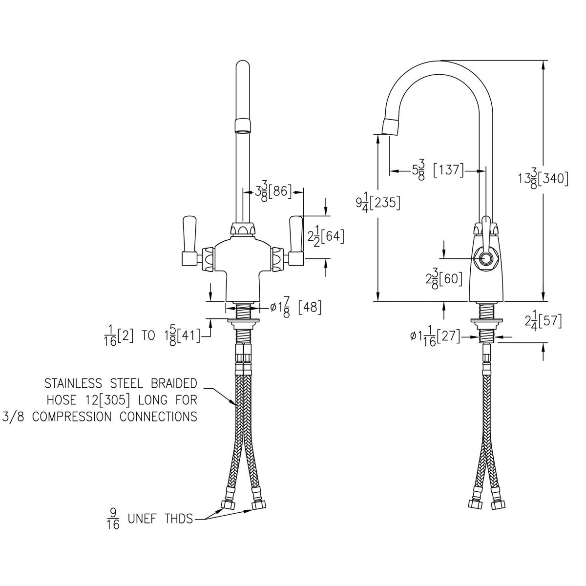 Elkay Single Hole with Concealed Deck Faucet with 5" Gooseneck Spout 2" Lever Handles Chrome LK500GN05L2