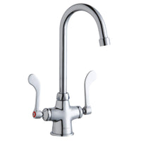 Elkay Single Hole with Concealed Deck Faucet with 5" Gooseneck Spout 4" Wristblade Handles Chrome LK500GN05T4