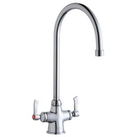Elkay Single Hole with Concealed Deck Faucet with 8" Gooseneck Spout 2" Lever Handles Chrome LK500GN08L2