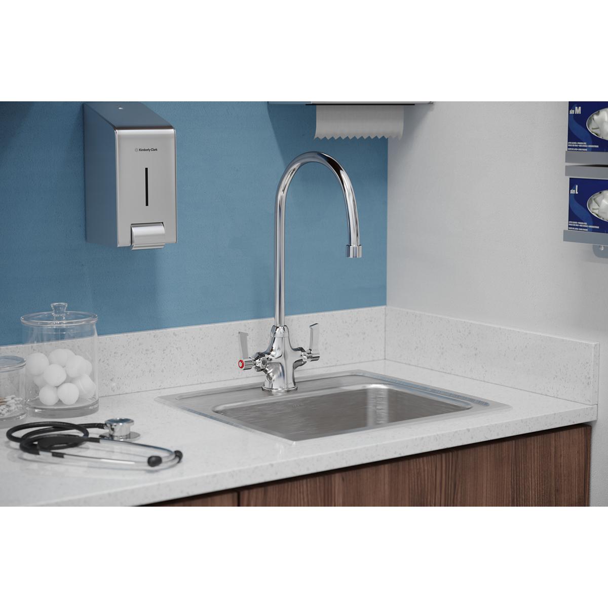 Elkay Single Hole with Concealed Deck Faucet with 8" Gooseneck Spout 2" Lever Handles Chrome LK500GN08L2