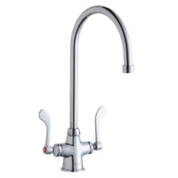Elkay Single Hole with Concealed Deck Faucet with 8" Gooseneck Spout 4" Wristblade Handles Chrome LK500GN08T4