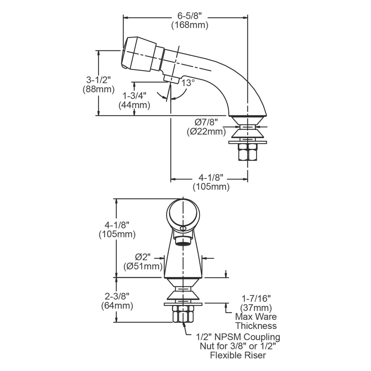 Elkay Single Hole Concealed Deck Metered Lavatory Faucet with Cast Fixed Spout Push Button Handle Chrome LK654