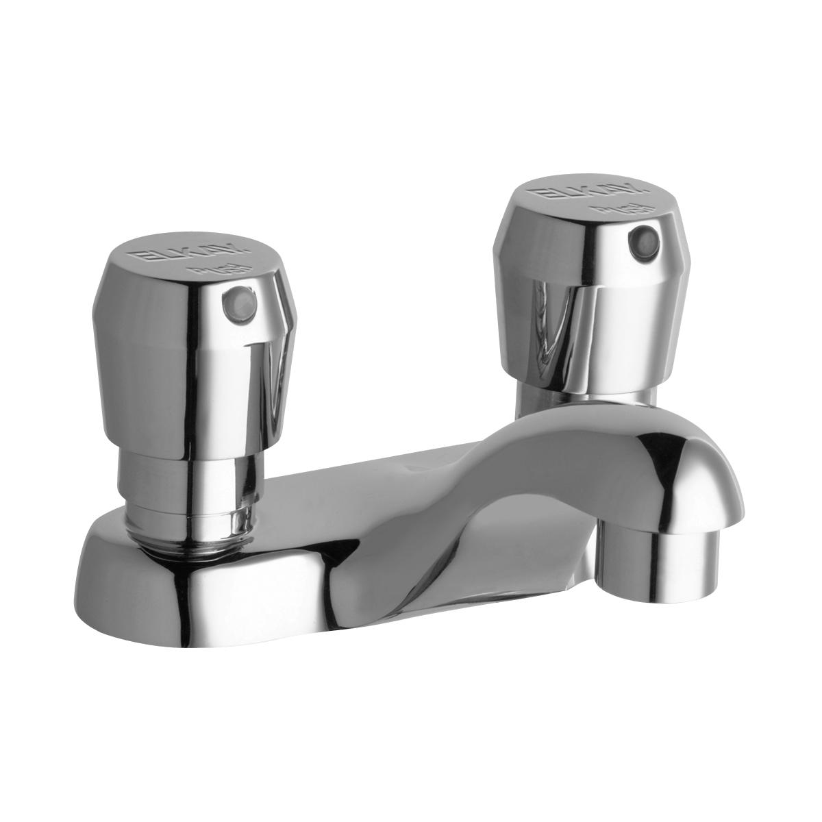 Elkay Single Hole Deck Mount Metered Lavatory Faucet with 4" Cast Fixed Spout Push Button Handles Chrome LK656