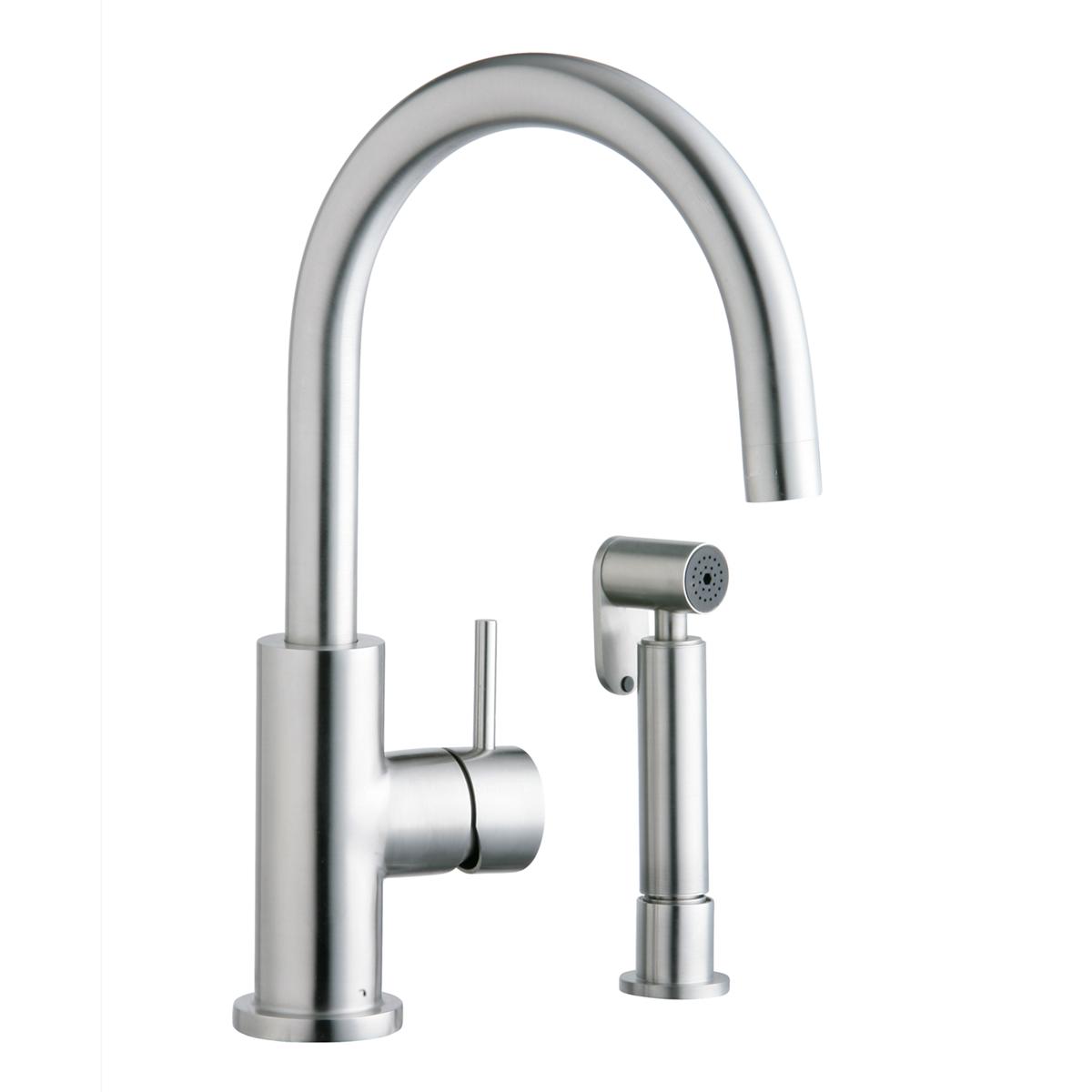 Elkay Allure Single Hole Kitchen Faucet with Lever Handle and Side Spray Satin Stainless Steel LK7922SSS